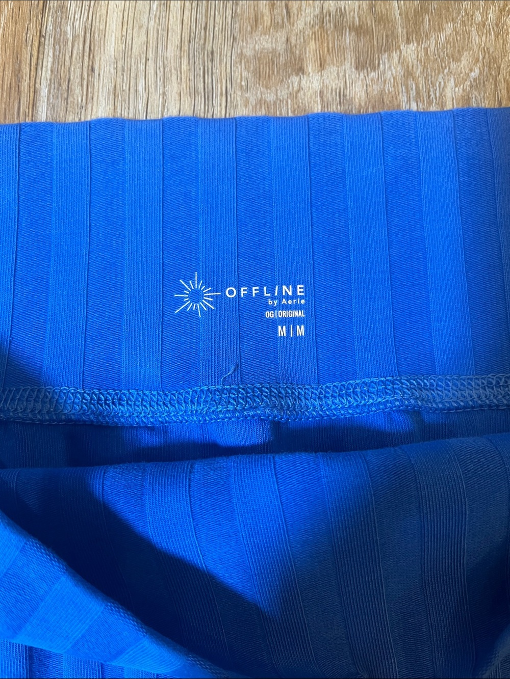 NEW Aerie Offline Blue Midi Skirt Medium M Ribbed Cotton Stretch OG Groove Slit - Picture 7 of 12